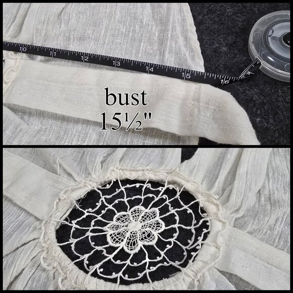 Boho ✦ White Halter Top ✦ Crochet Detail Semi-Sheer Cotton Lace Tie-Back Size OS - Picture 7 of 11